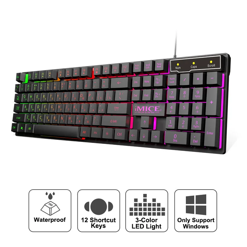 

Gaming keyboard RGB gaming mouse gaming with backlight keyboard Russian gamers ergonomic mouse 104 keycaps suitable for laptops