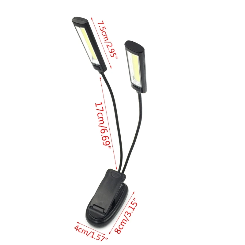 

13MA Single/Double Head Two Gears Lighting Modes LED Light Mini Flexible Clip-on Desktop Reading Book Lamp for d.r.itory