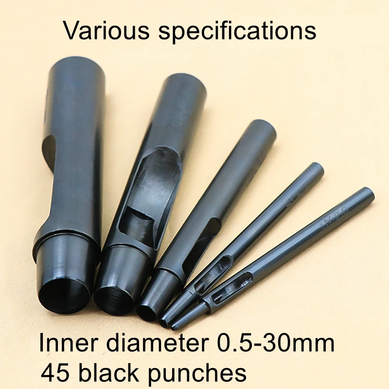 

Black round hole punch HY new anti-rust puncher handmade DIY bag leather belt strap cylindrical punching punch