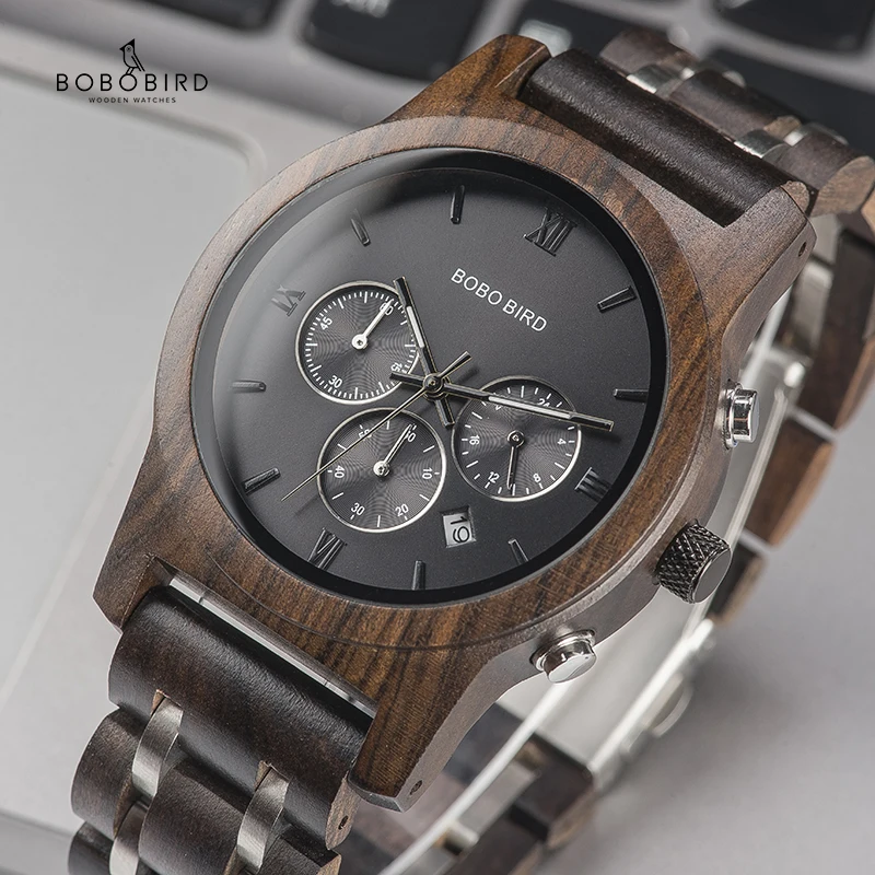 BOBO BIRD Wood часы для мужчин бизнес класса люкс секундомер цвета на выбор с