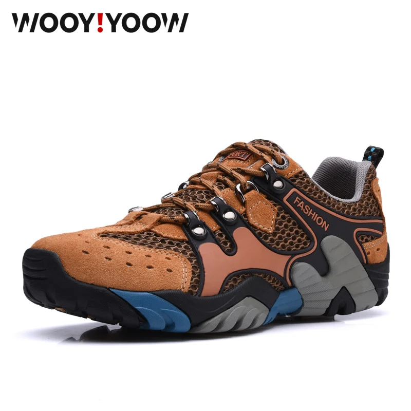 Men's hiking shoes outdoor Net breathable and lightweight Beef tendon Sports waterproof non-slip walking | Обувь