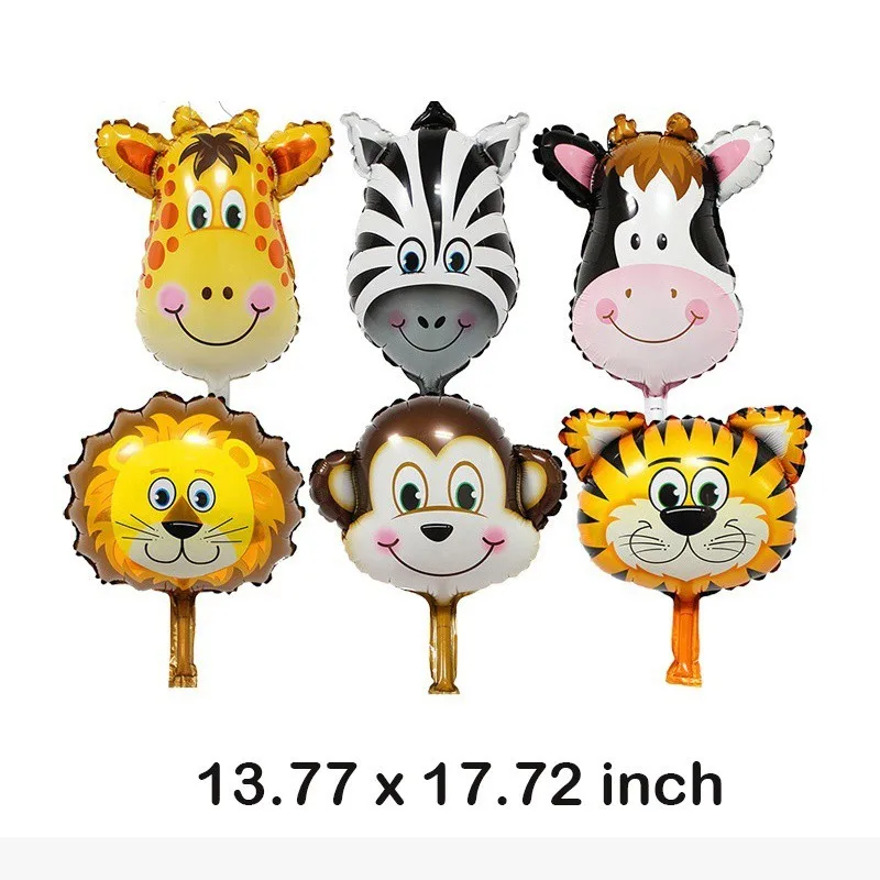 

6 шт., искусственный жираф, обезьяна, тигр, Зебра, Лев, гелиевые аксессуары для джунглей, сафари, украшения для дня рождения