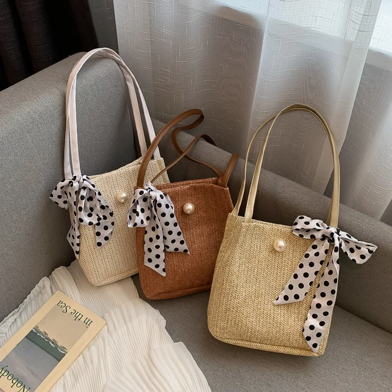

Summer Casual Shoulder Bag Straw Weave Handbags Large Capacity Shopping Bags New High Quality Tote Bag Women 2021 Literary Bags