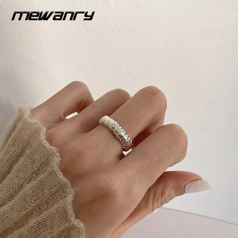 

Mewanry 925 стерлингового серебра с узором в виде Открытие Кольца Новая мода Простой дизайн элегантные вечерние ювелирные изделия, подарок ко дн...