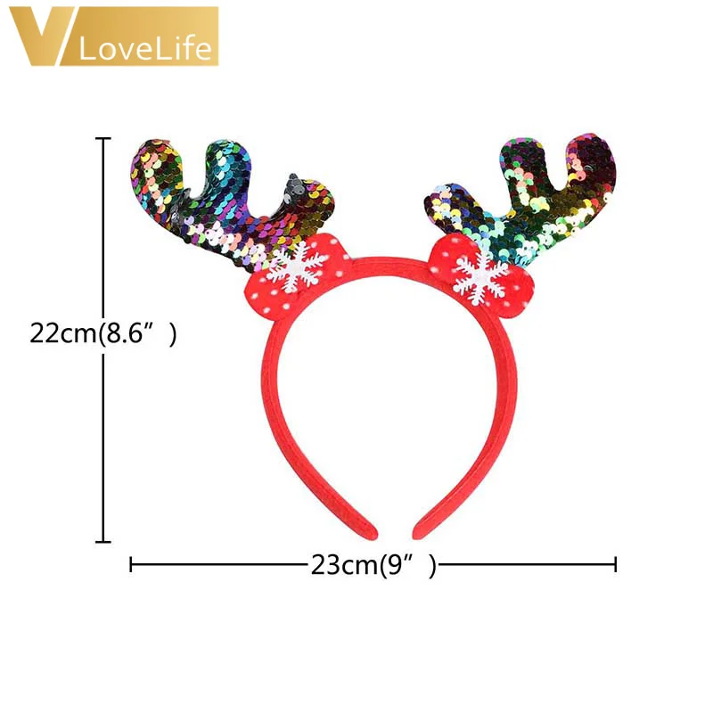 Красная Золотая Рождественская повязка на голову рога белое перо новогодняя
