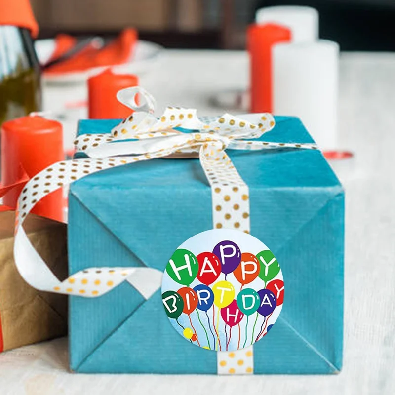 

500pcs/roll Cute Happy Birthday Decorative Paper Sticker Diy Gift Scrapbooking Stamp Cute Label Stickers Self Adhesive Stickers