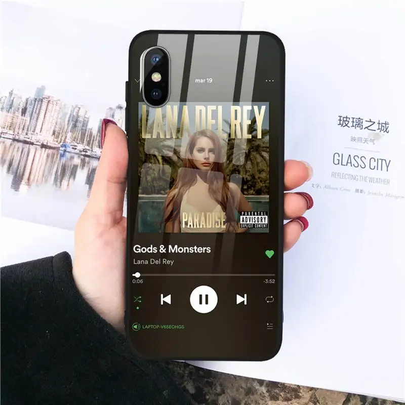 

Lana Del Rey music player Album Phone Case Tempered glass For iphone 11 12 PRO MAX X XS XR 5C 6 6S 7 8 plus