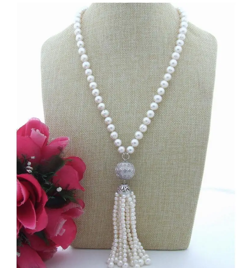 

Free Shipping 23'' Natural 10mm Pearl&CZ Pendant Necklace