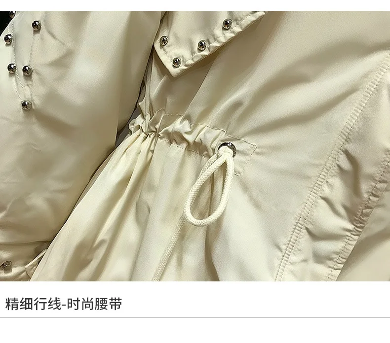 

Long Down Parkas Jacket Women Winter Warm Jacket Coats Fashion Rivet Down Coats Women Big Fur Collar Hooded White Duck Down Coat