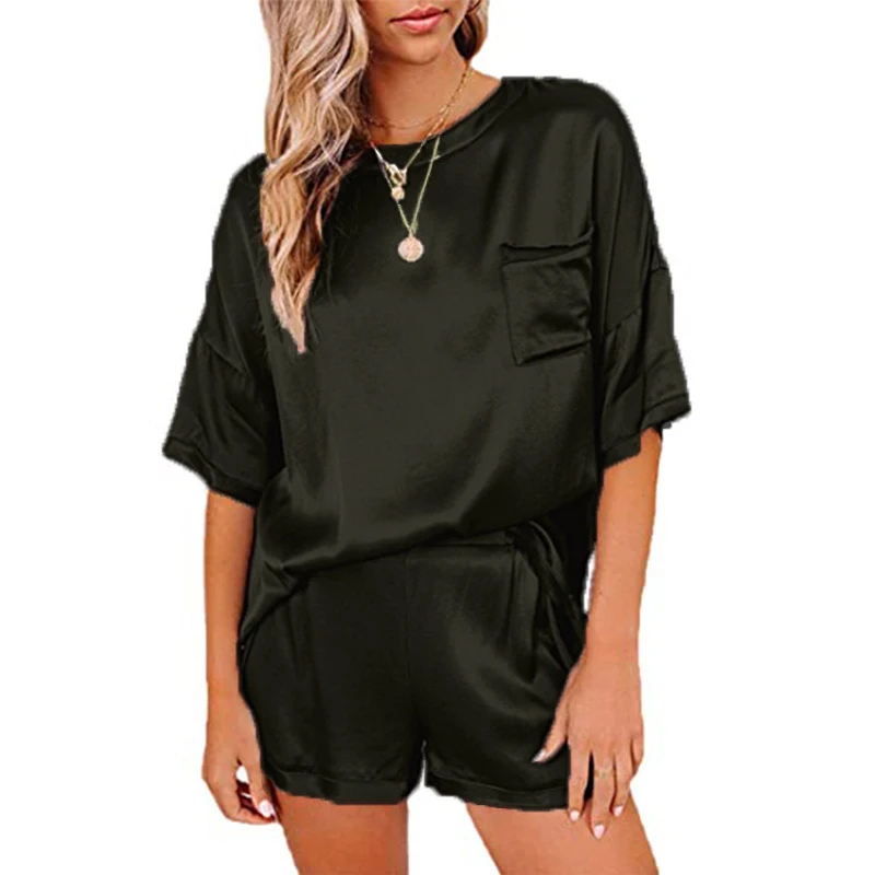 

ChunShang Spring And Summer European And American New Women's Chiffon Pajamas Suit Fashion Solid Color Casual Two-Piece Suit