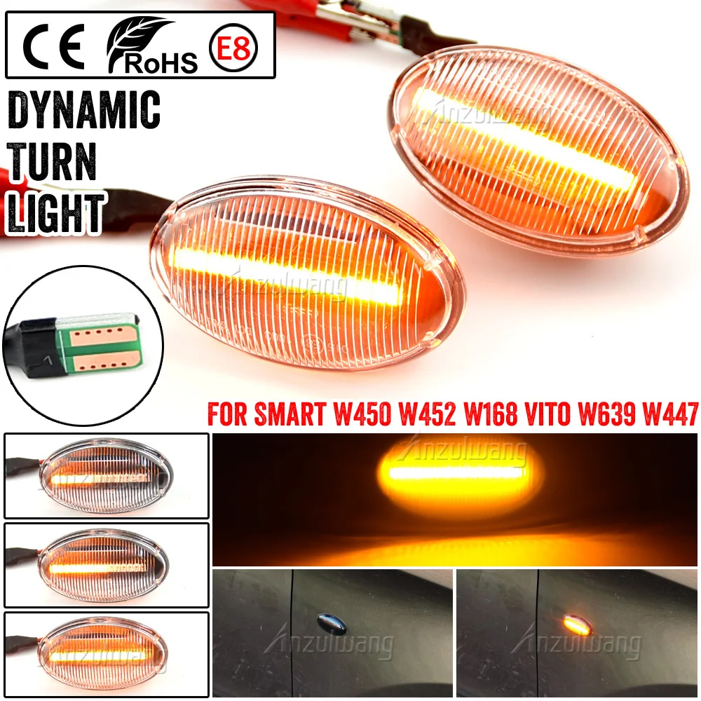 

1 Pair Flowing Signal Lights Car Dynamic LED Side Marker For Mercedes Benz Smart W450 W452 1998-2007 A-Class W168 Vito W639 W447