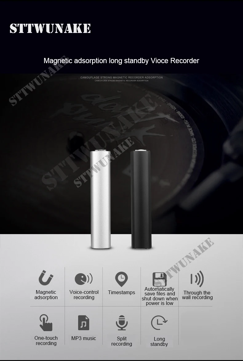 STTWUNAKE диктофон 600 часов записи Магнитный звук диктофон аудио мини usb Профессиональный цифровой микро-накопитель