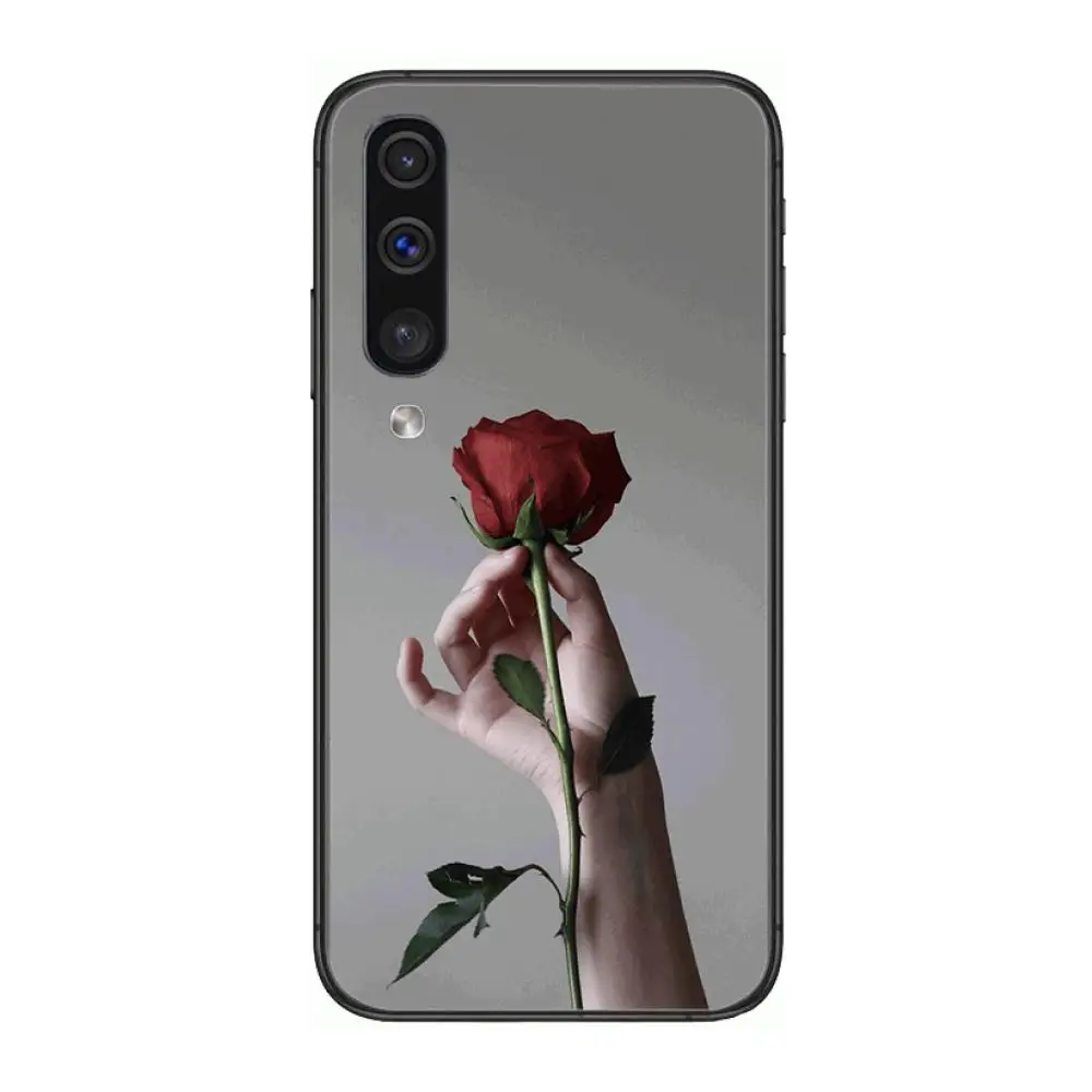 

Bright Red Rose Flowers Phone Case Hull For Samsung Galaxy A 3 5 6 7 8 9 E 2018 Plus 2017 E S Black Shell Art Cell Cover TPU
