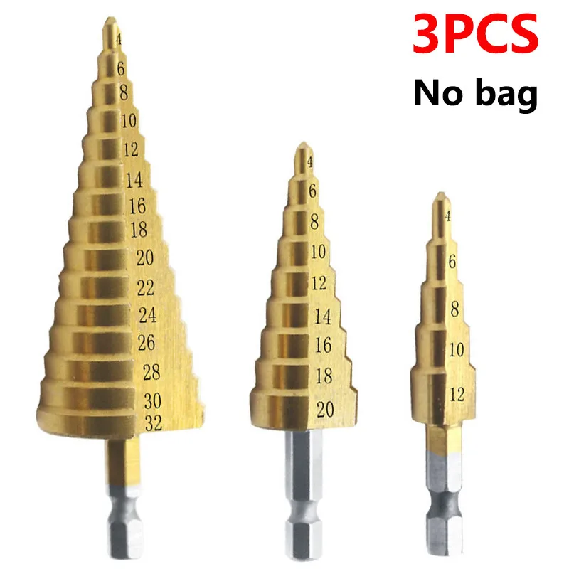 

3 Pieces Of High-speed Steel Titanium Drill Bits 4-12 4-20 4-32 With Storage Pouch Tool Drill Bits Fast Shipping