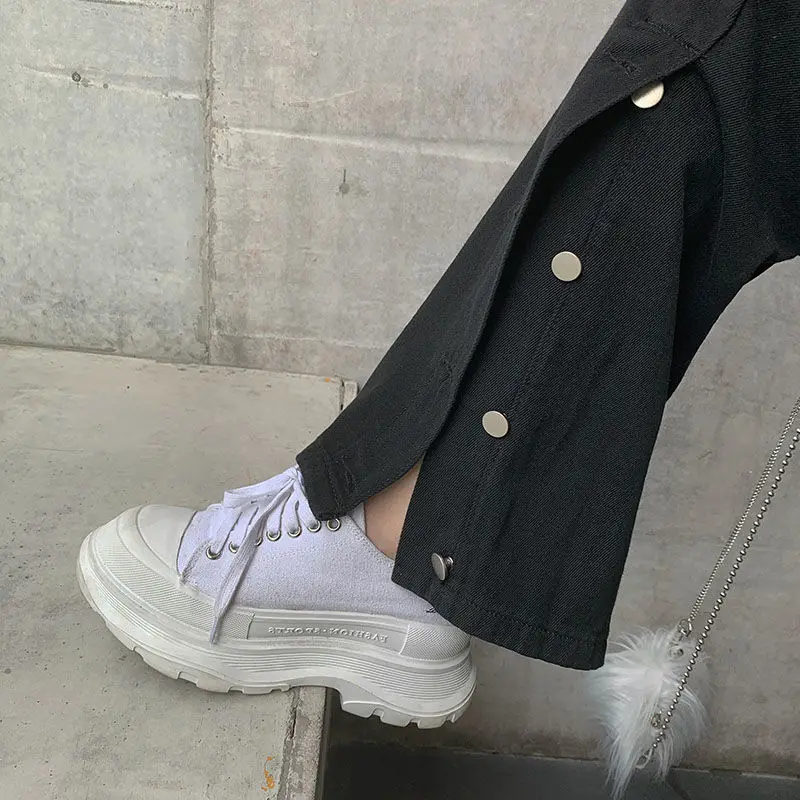 

Vintage Jeans Woman Denim Long Pants Autumn Cowboy Female Loose Streetwear High Waist Women Trousers Split Clothes Wide Leg Jean