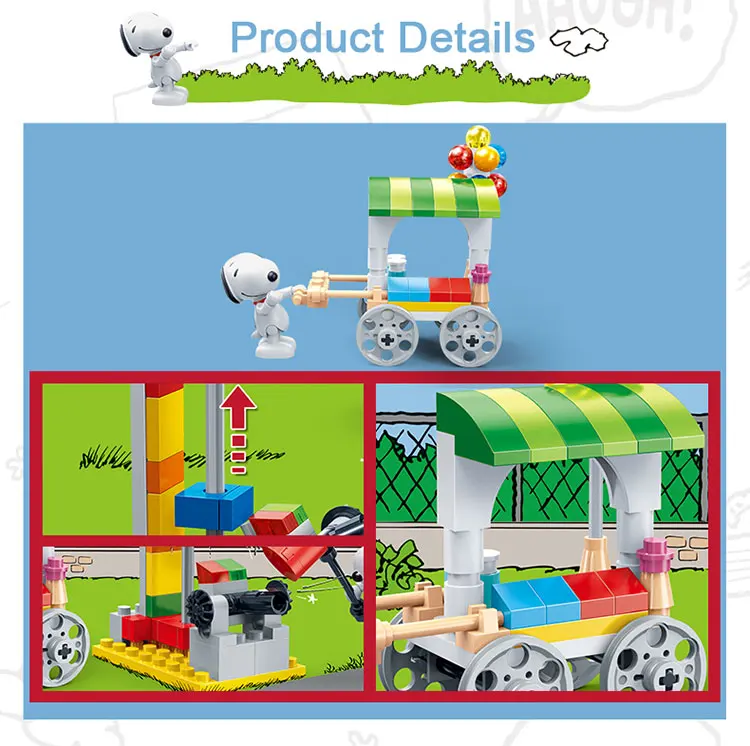 BanBao Горячие IP Snoopy арахис дом техника город Playmobil Juguetes пластиковые строительные блоки, игрушки развивающие модели DIY Кирпичи