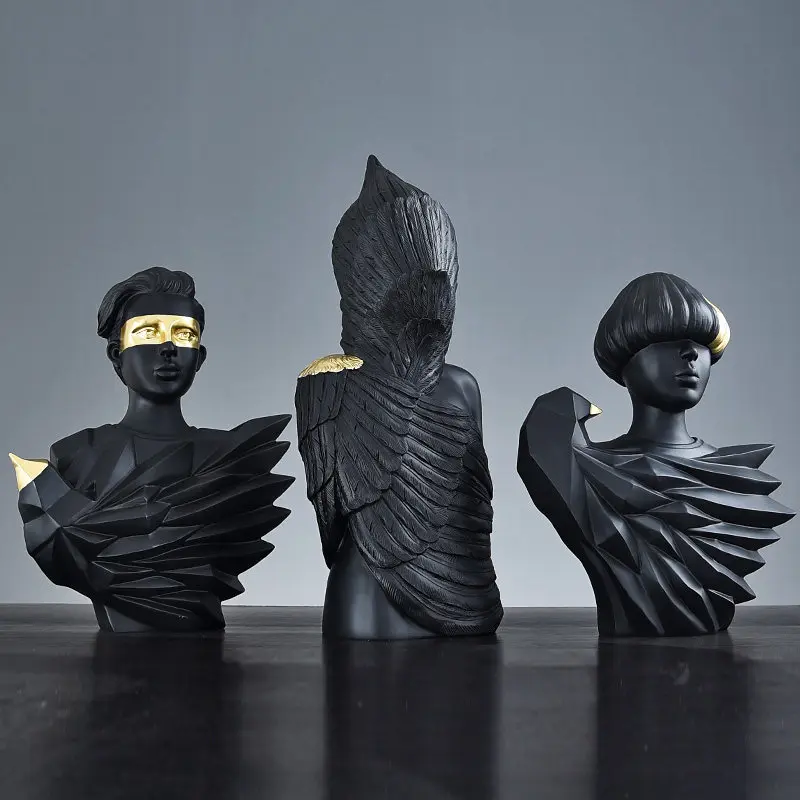 

EUROPEAN CREATIVE BLACK CHARACTER DECORATION RESIN SCULPTURE CRAFTS MODEL ROOM STUDY ROOM FURNISHINGS OFFICE HOTEL ORNAMENT ART