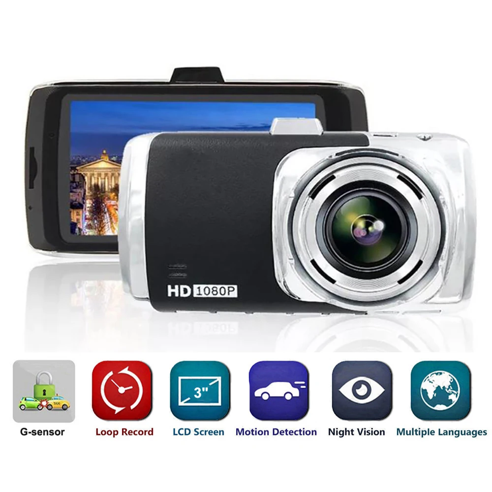 

Car DVR 3.0" Full HD 1080P DashCam Vehicle Camera Video Recorder Registrar Car Parking Monitor Car Motion Detector Car Camcorder