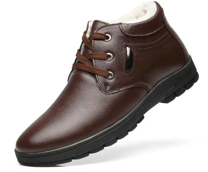 

Super Warm Winter ankle Men snow Boots Genuine Leather Boots Man safety Shoes Men Military Fur boots men botte Hombre