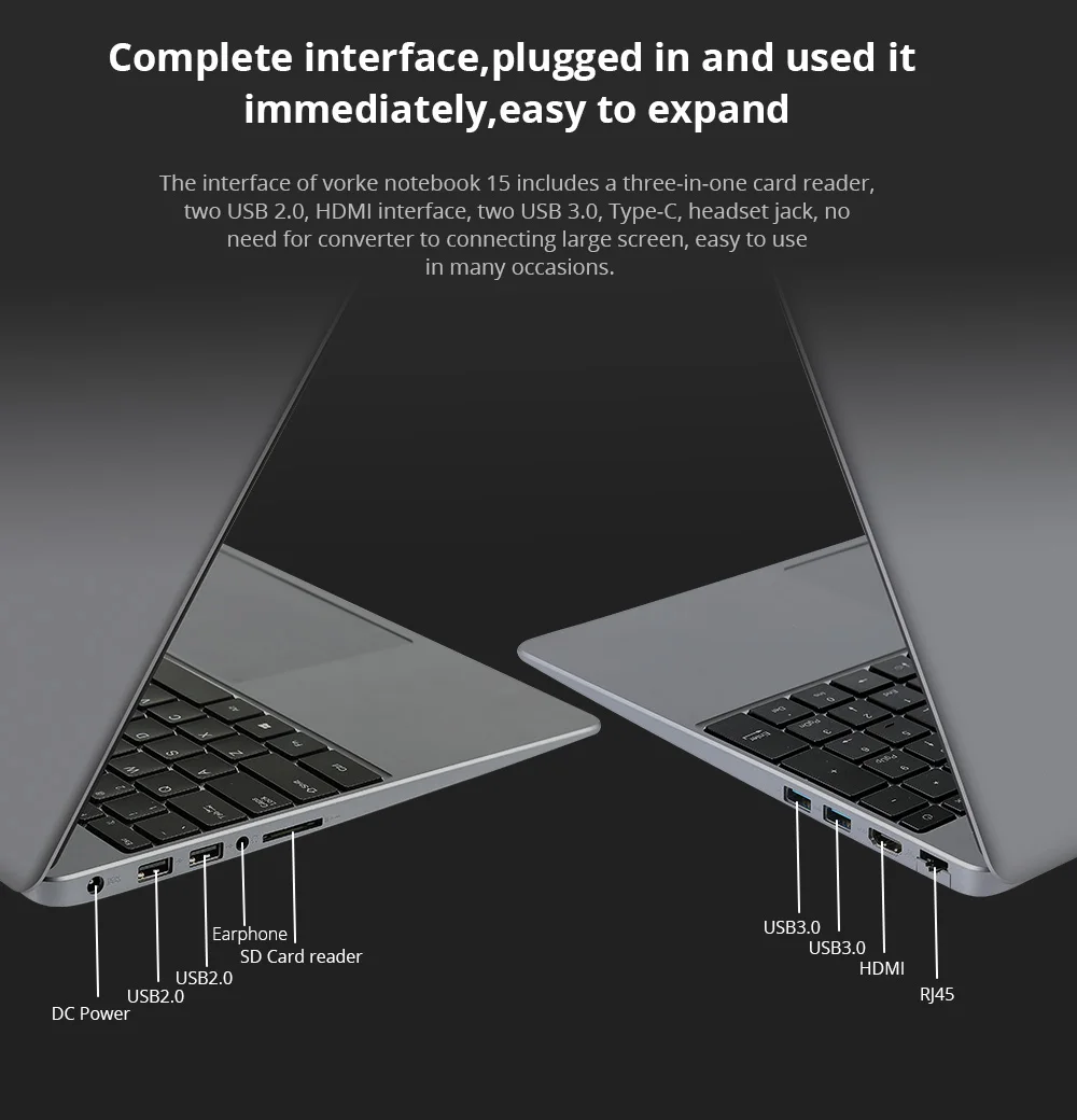 DHL VORKE ноутбук 15 PRO Intel Core i5 8250U 6 ''Windows 10 полностью металлический корпус 16 Гб DDR4 512