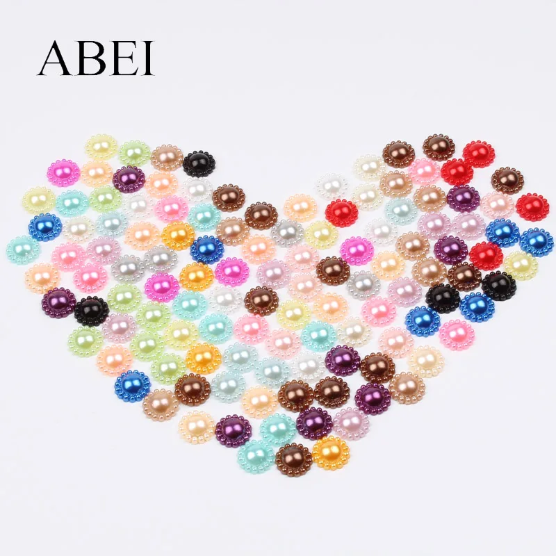 Полукруглые жемчужные бусины с плоской задней стороной 12 мм 100 шт.|Бусины для