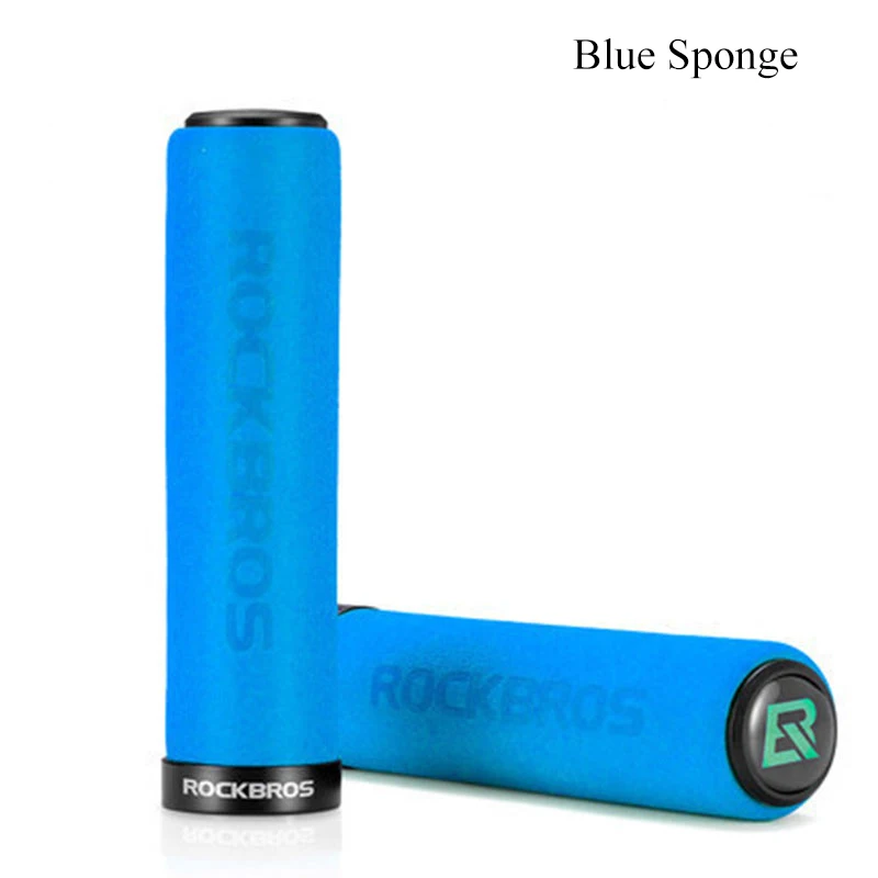 Blue Sponge ROCKBROS велосипедные ручки MTB силиконовые губчатые накладки на ручки Анти-занос, удар-поглощающие мягкие велосипедные ручки Ultraight велосипедный руль - Цвет: Blue Sponge