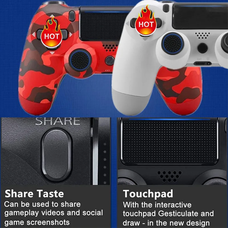 Bluetooth-контроллер 24 цветов для PS4 PS3 беспроводной геймпад с двойной вибрацией