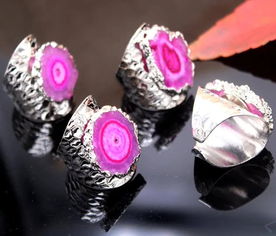 Большая Золотая оправа винтажное голубое фиолетовое геодное Кристальное