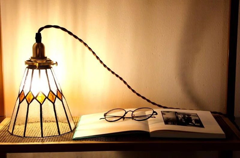 Японская винтажная латунная и стеклянная Подвесная лампа для столовой спальни