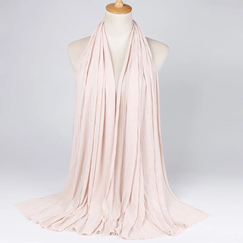 Однотонная мятая трикотажная шаль большого размера плиссированная повязка для