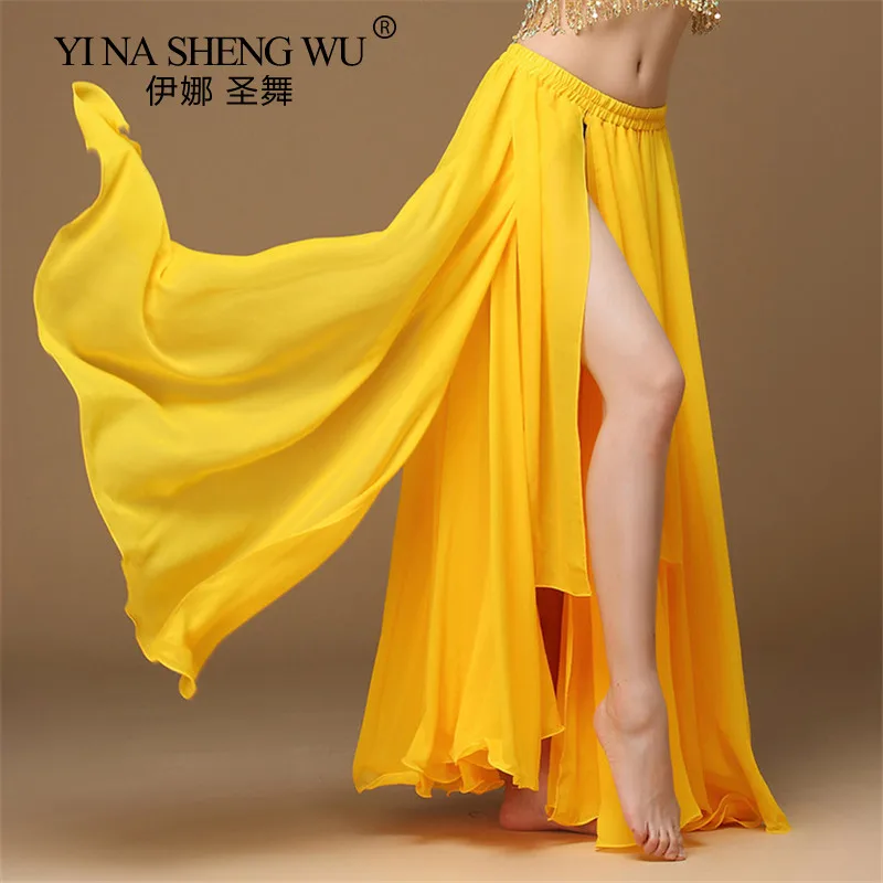 Женская юбка для танца живота однотонная длинная восточных танцев с высокой
