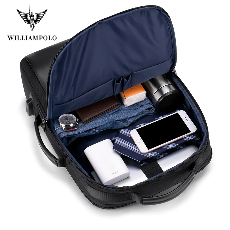 Мужской тонкий рюкзак для ноутбука WilliamPOLO черный сверхлегкий работы в офисе 15 6