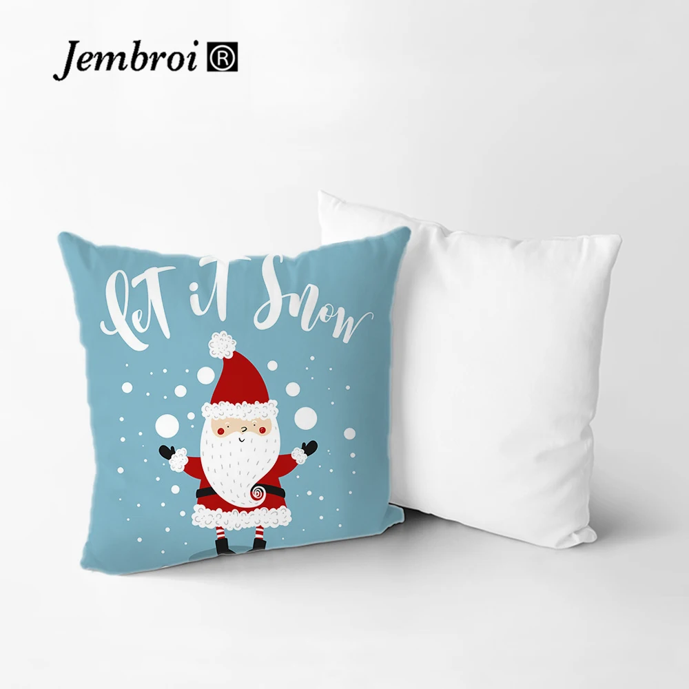 

Sigle-sided Printing Polyester Christmas Throw Pillow Case Animal Grey Blue Cushion Cover Letter Santa Claus Deer Eve Home Decor