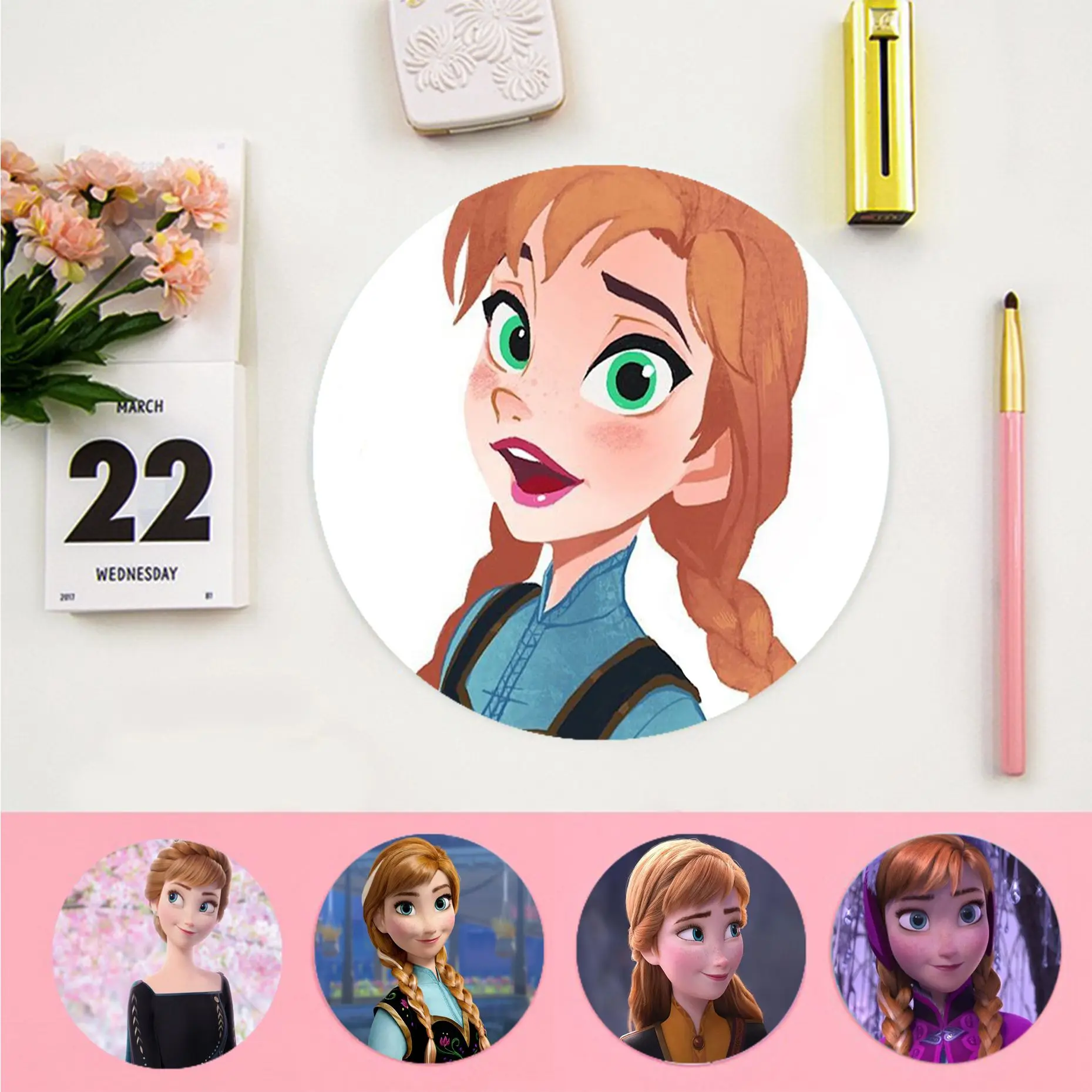 

Disney My Favorite Disney Anna Ice Snow Queen Frozen Gaming round Mouse Pad Computer Mats gaming Mousepad Rug For PC Notebook