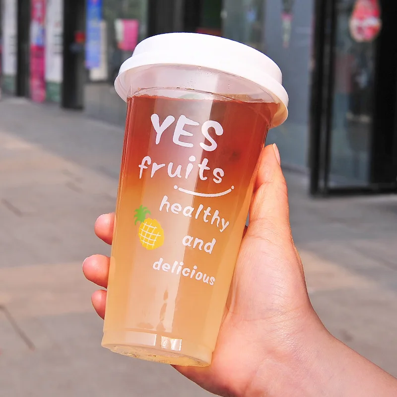 50 шт Высокое качество фруктовый чай пластиковые стаканчики объемом 16 унций 500 мл