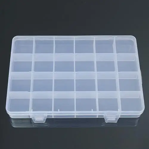 

24 Compartments Plastic Box Case Jewelry Bead Storage Container Craft Organizer