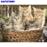 gatyztory frame animal cat diy digital painting by numbers hand painted canvas painting kits wall art for home decoration