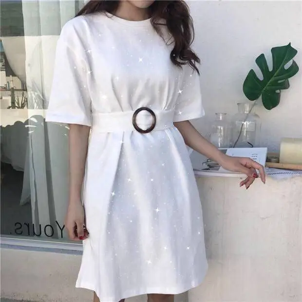 

2020 new black waist dress summer female student Korean wind loose slim long solid color skirt