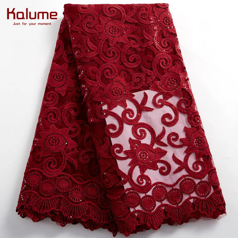 

Kalume African Lace Fabric 2021 Wedding High Quality Nigerian French Lace Fabric 5 Yards New Designed For Wedding Dress F2433