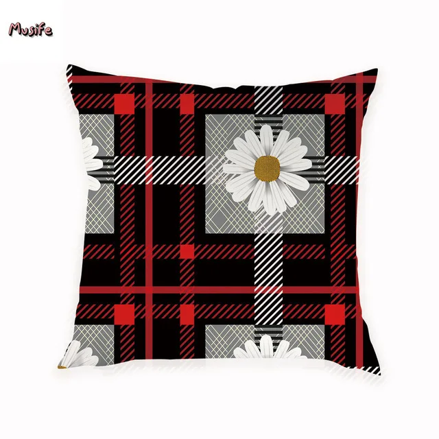 

Retro fashion printed plant polyester square cushion cover home bedroom hotel car decoration cushion soft and comfortable45x45cm