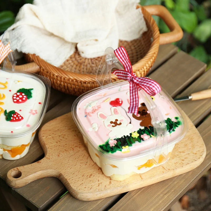 Прозрачная коробка для десертов с ручкой прозрачная пластиковая корзина кексов