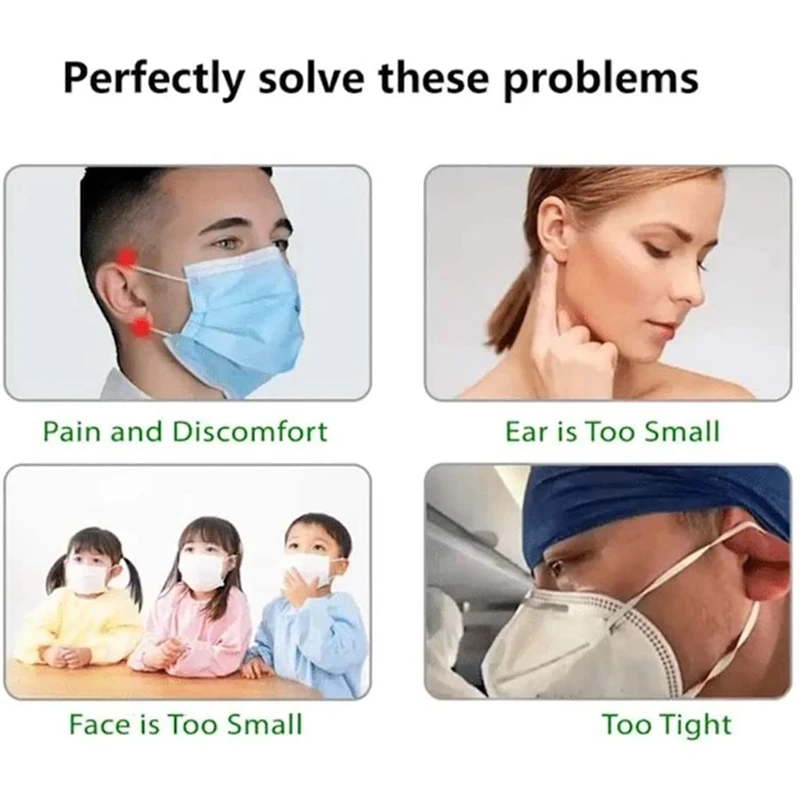 

Elastic Adjustable Lanyard, Comfortable Wrap Around the Neck Protector, Ear Pressure Relief Extension Strap (2 Pieces)