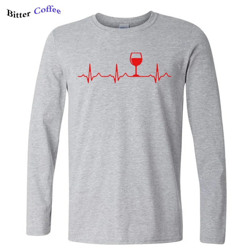 Новинка Мужская футболка с изображением сердцебиения вина хлопковая