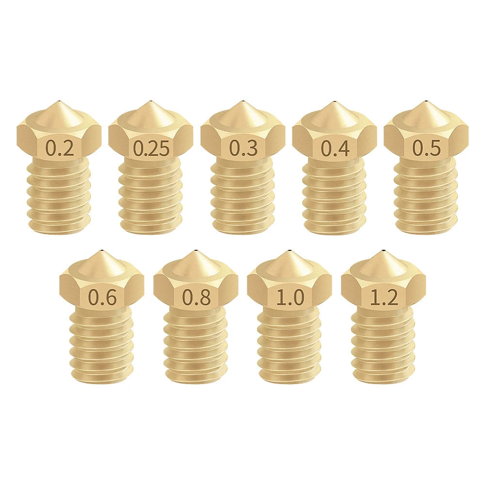 

5pcs 3D Printer V6 M6 Threaded brass Nozzle 0.2/0.25/0.3/0.4/0.5/0.6/0.8/1.0mm for 1.75 filament E3D V5 V6 Hotend Extruder