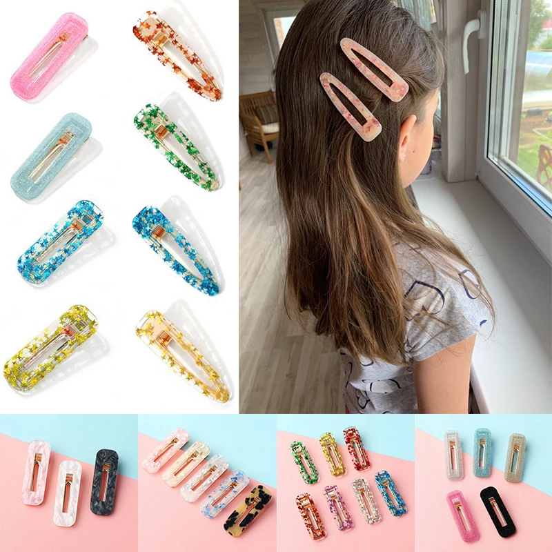 Новые модные детские шпильки для волос девочек блестящие полые капли