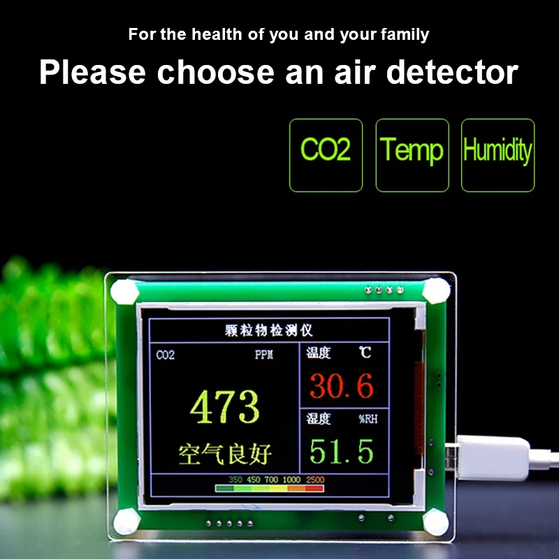 2 8 дюймов (около 7 1 см) цифровой автомобильный детектор качества воздуха CO2 тестер