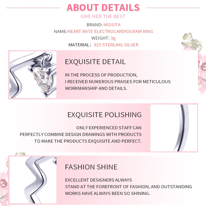 

MISSITA 100% 2019 New Fashion Crystal Heart Pendant Rings for Women Brand Silver Color Jewelry Ring Anniversary Gift For Wife