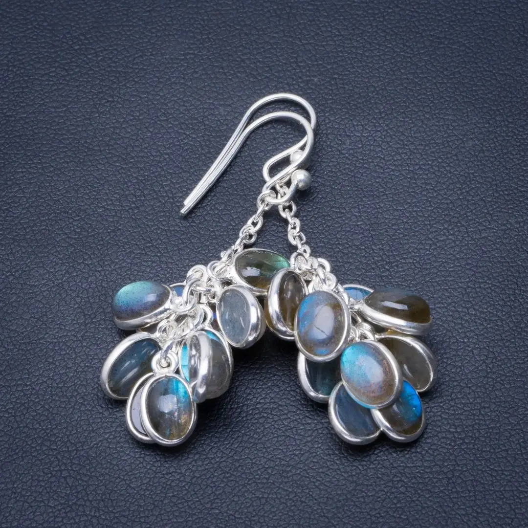 Натуральный синий огонь Лабрадорит ручной работы Уникальные 925 пробы серебряные