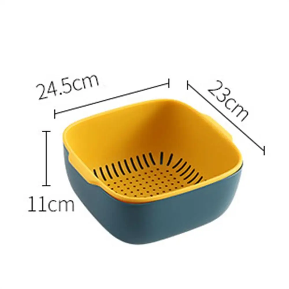 

2 In 1 Plastic Storage Basket Double Layers Kitchen Food Washing Containers