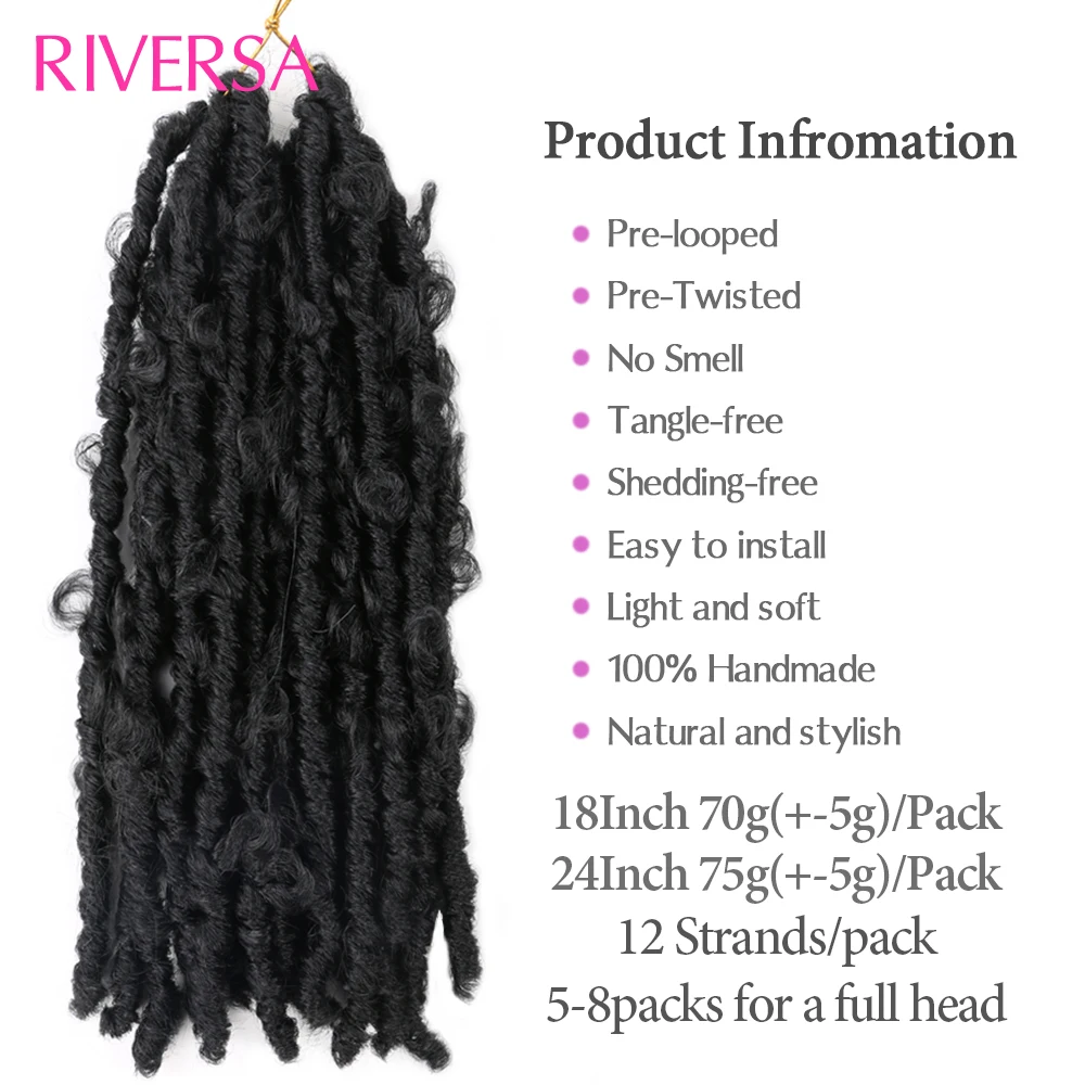 Бабочка Locs вязание крючком 18/24 "Бабочки косы мягкого натурального